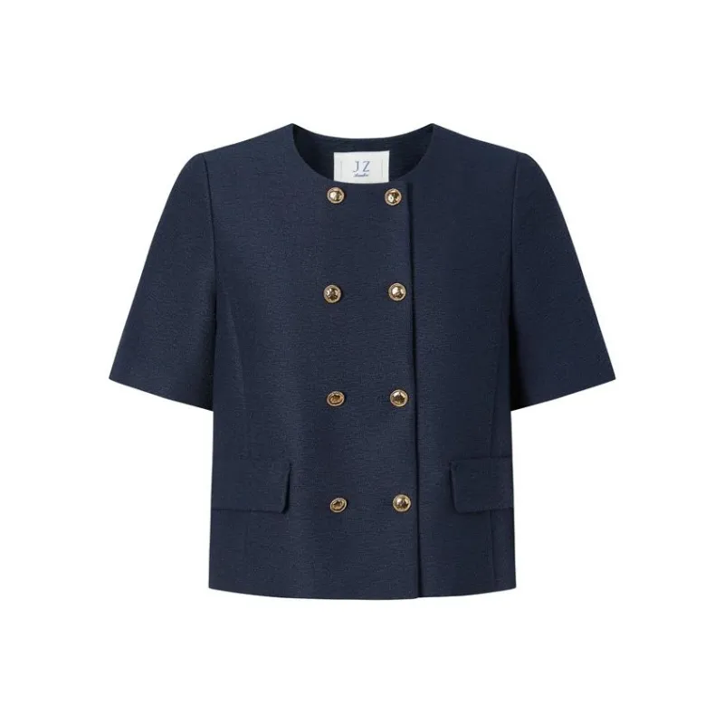 JZ. ANNAKRO Cropped Coat Women's Dark Blue-0