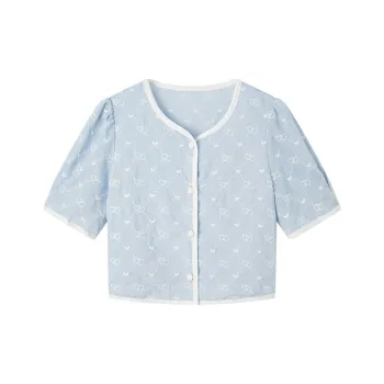 Pit Cropped Coats Women's Light Blue