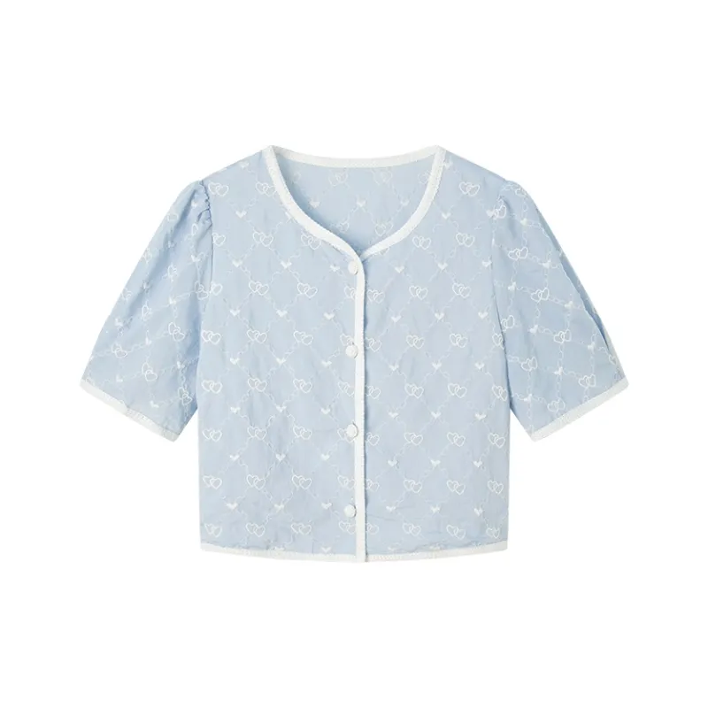 Pit Cropped Coats Women's Light Blue-0