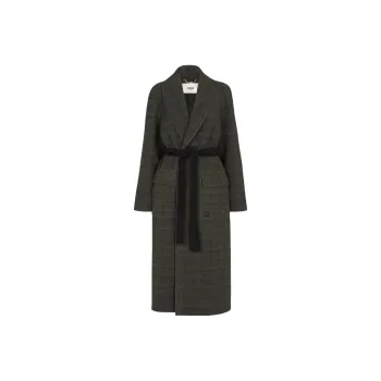 FENDI Ff Embroidered Tie Waisted Tweed Coat