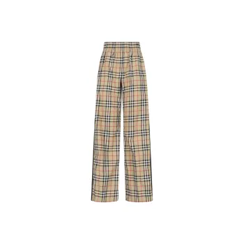 Burberry Women's Vintage Chech Motif Cotton Pants Beige