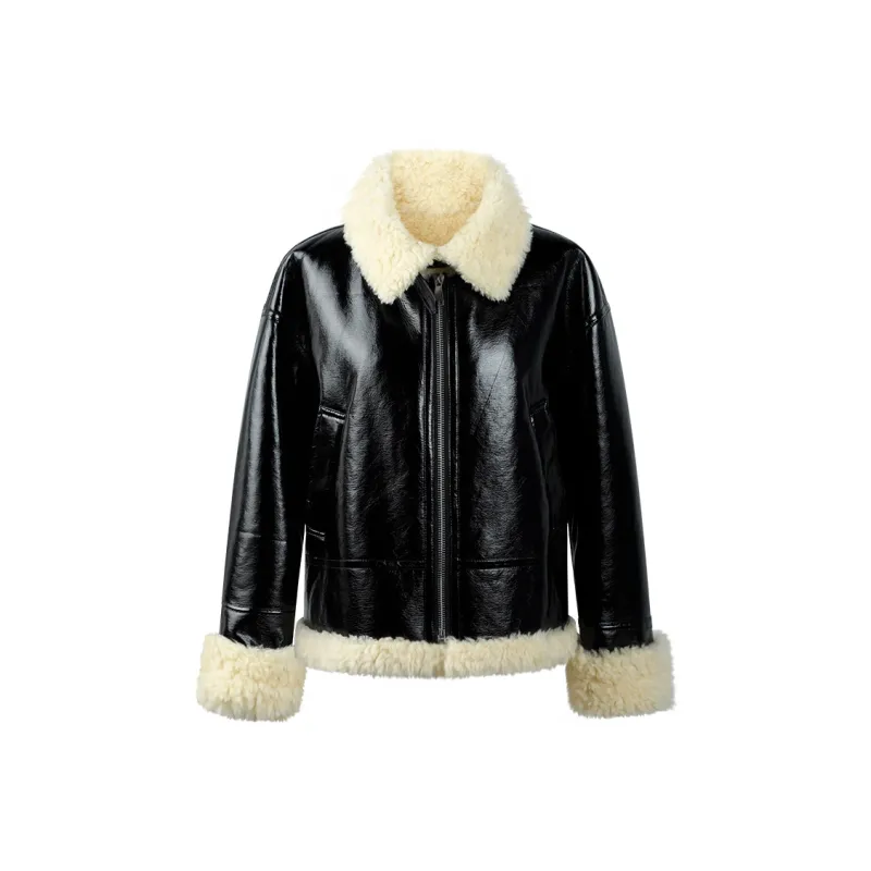 THE SEA LIFE Leather Jacket Women's Black Mage-0