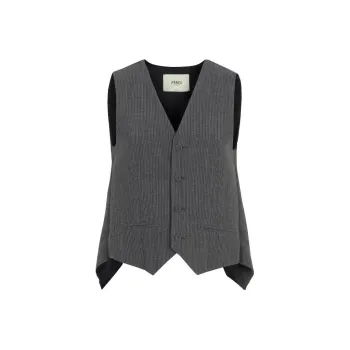 FENDI Deconstructed Pinstripe Wool Waistcoat