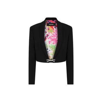 DSQUARED 2 Logo Plaque Long Sleeved Cropped Blazer