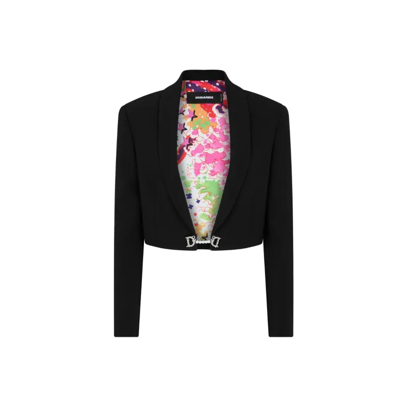 DSQUARED 2 Logo Plaque Long Sleeved Cropped Blazer-0