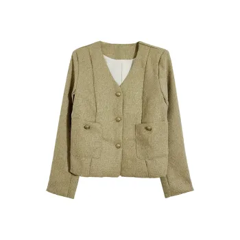 Icicofficial Cropped Coats Women's Green Fragrance Coat