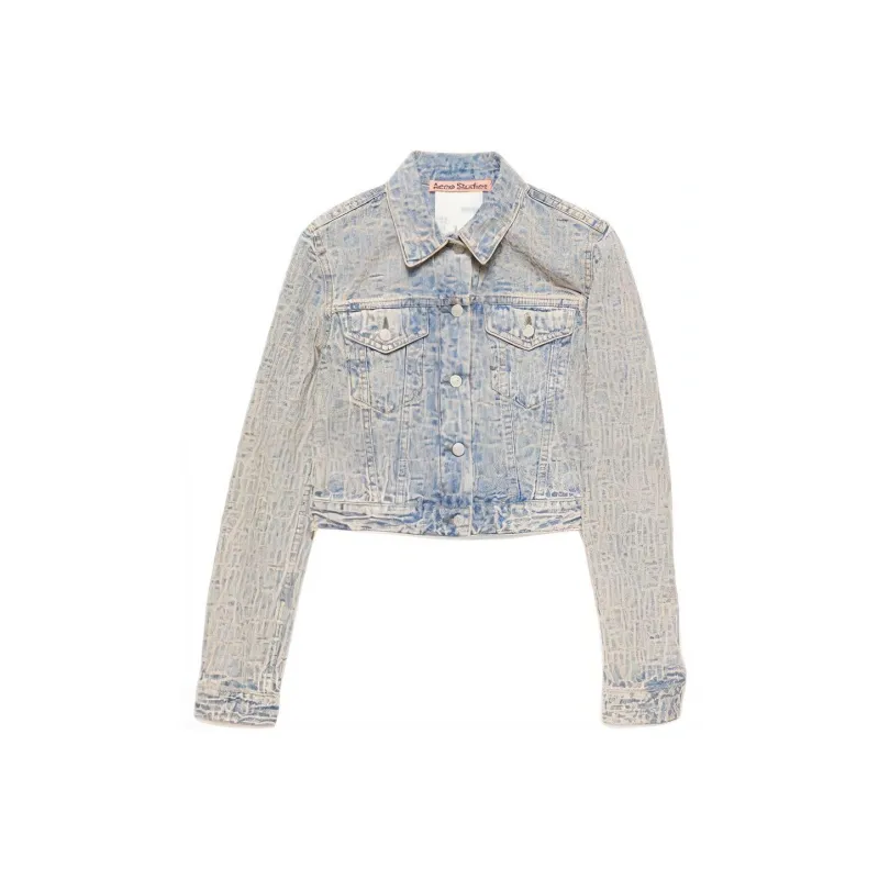 Acne Studios Monogram Jacquard Cropped Denim Jacket-0