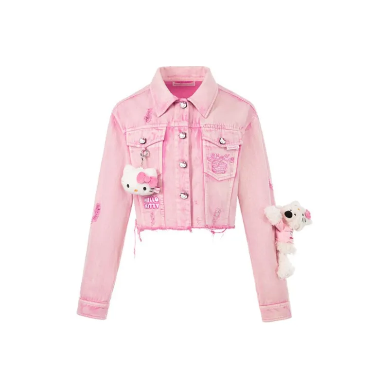 13 DEMARZO Denim Jacket Women's Pink-0