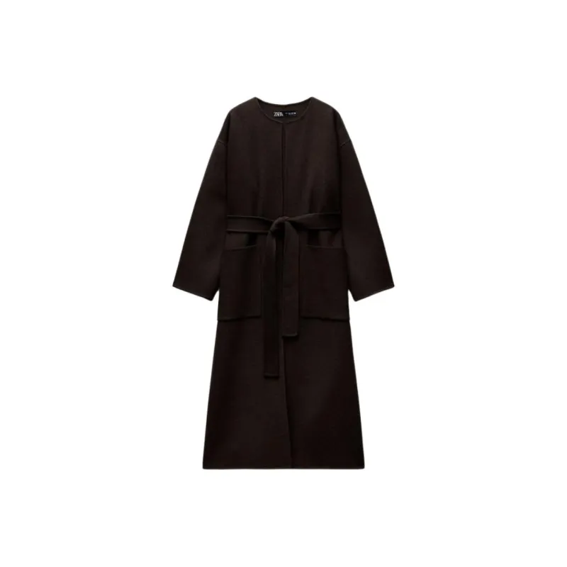 ZARA Coats Women's Zebra Print Brown-0