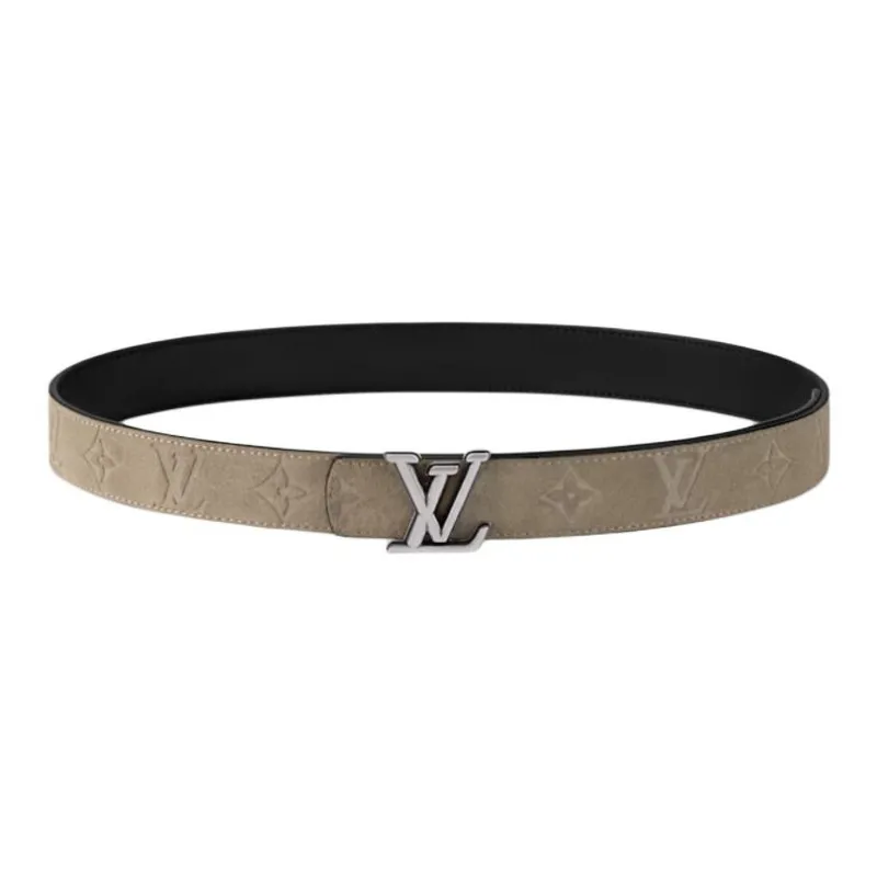 LOUIS VUITTON Leather Belts Men's Camel Width 3CM-0