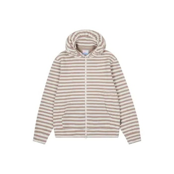Safarispot S.T.C. STRIPE FLEECE MUFFLER ZIP UP Sweatshirt Women's BEIGE/Beige
