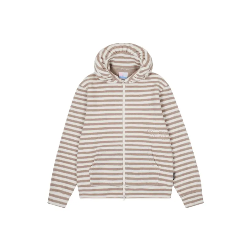 Safarispot S.T.C. STRIPE FLEECE MUFFLER ZIP UP Sweatshirt Women's BEIGE/Beige-0
