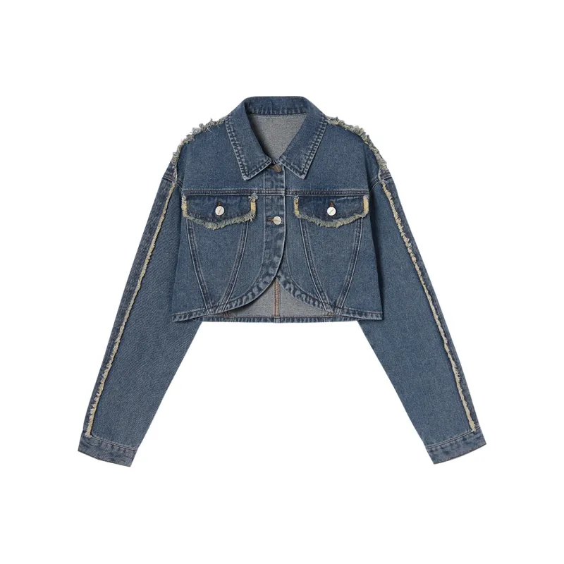 EPTISON WOMAN Cropped Coats Women's Vintage Denim Blue-0
