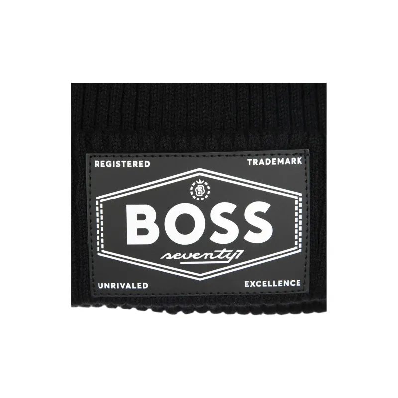 HUGO BOSS Knitted Fabric Beanies Unisex Black-3