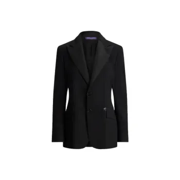 Polo Ralph Lauren Wool Crepe Tuxedo Jacket Business Suits Coats Women's Black