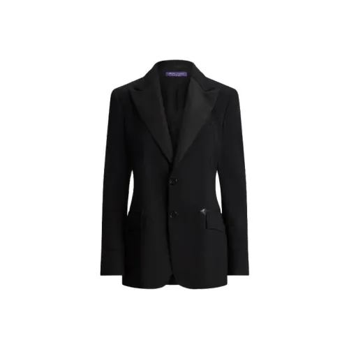 Polo Ralph Lauren Wool Crepe Tuxedo Jacket Business Suits Coats Women's Black