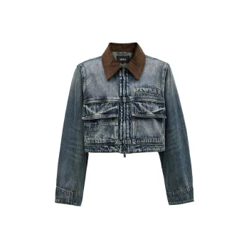 ONLY Cropped Coats Women's J35 510 Washed Denim Blue