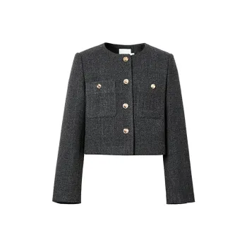 Hopeshow Cropped Coats Women's Black Gray