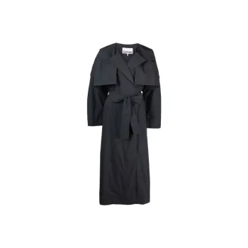 GANNI Trench Coats Women's Dark Gray