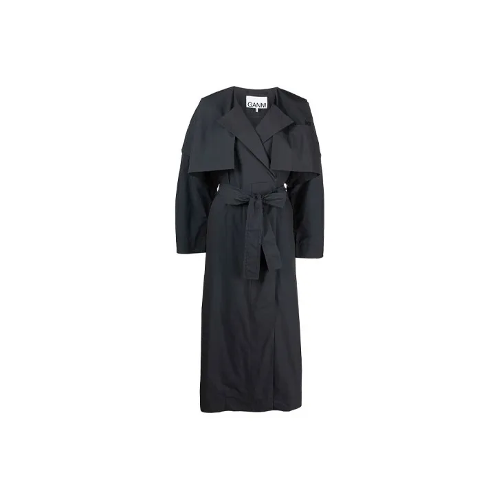 GANNI Trench Coats Women's Dark Gray-0