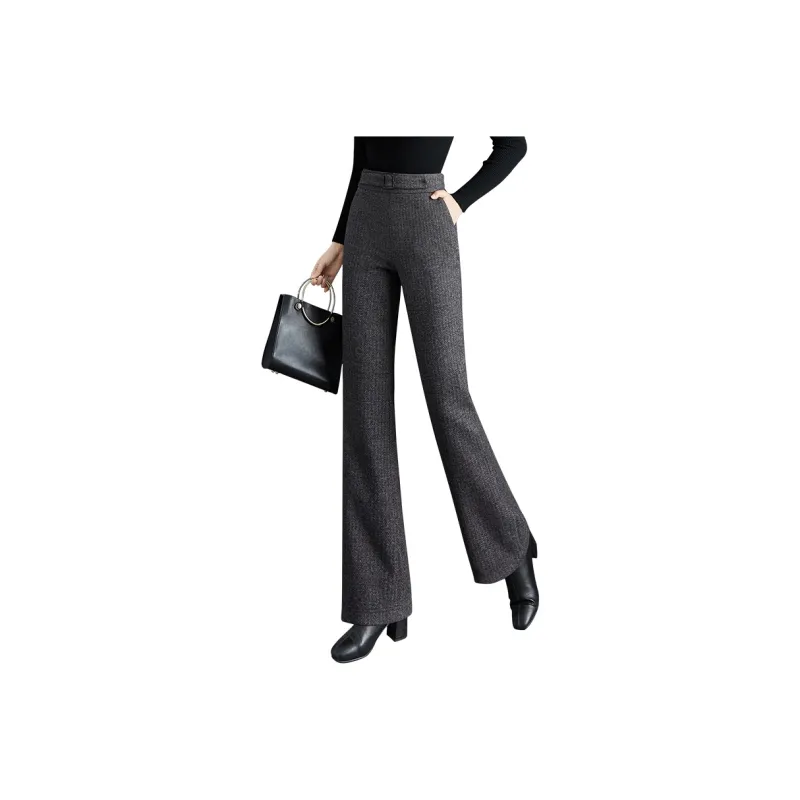 TOUCH Casual Pants Women's Black Gray Herringbone-0