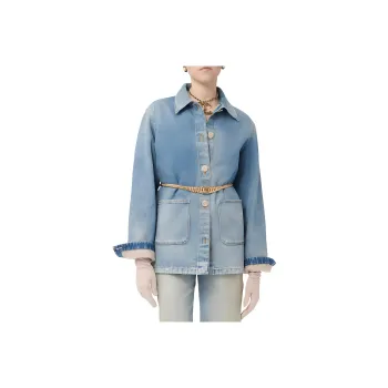 CHANEL Denim Jacket Women's Light Blue