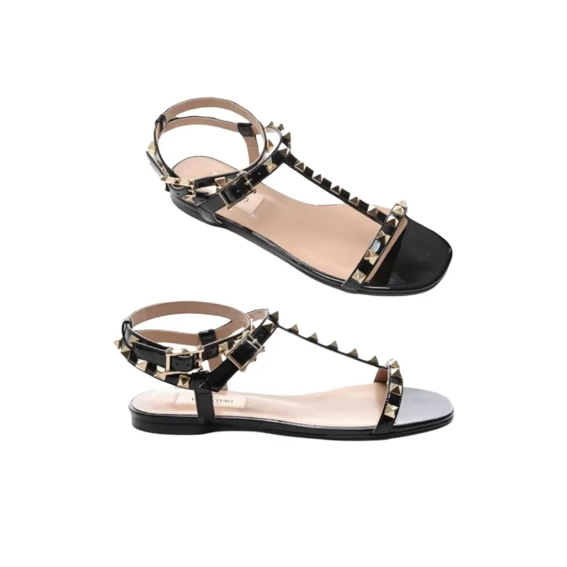 Valentino Rockstud One Strap Sandals Women's Black-2