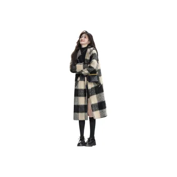 Cypress House Coat Women's Black & Beige Plaid