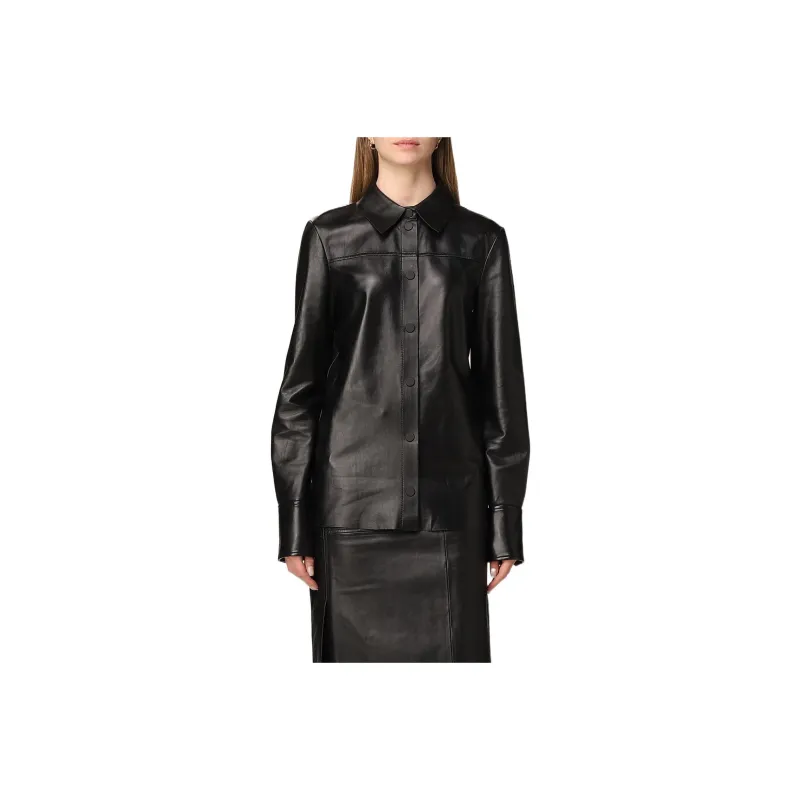 SportMax Leather Jackets Women's Black-0