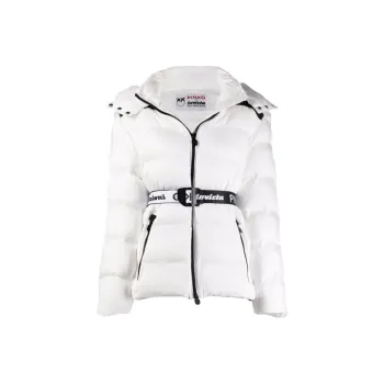 PINKO FW21 Solid Color Hooded Mid-Length Puffer Jacket Women's White