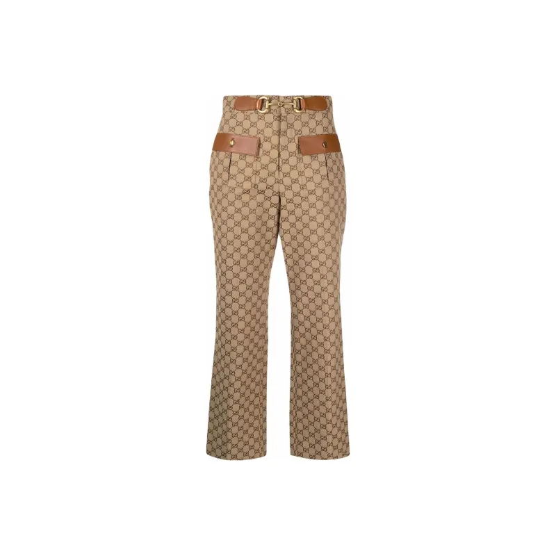 GUCCI Monogram pattern Straight leg Trousers-0