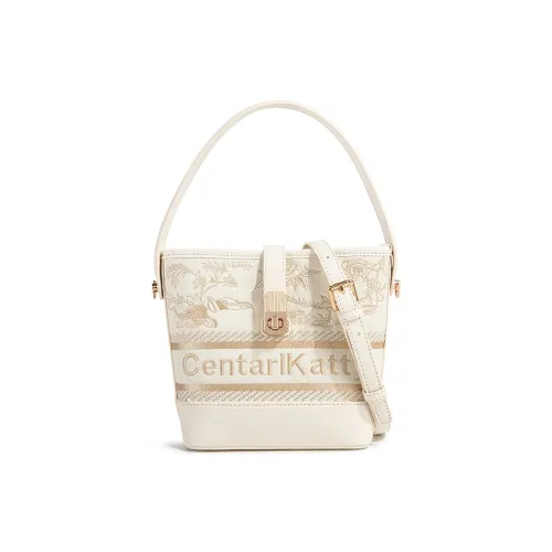 CentarlKatty Polyurethane Bucket Bag Handbag Women's White Embroidery