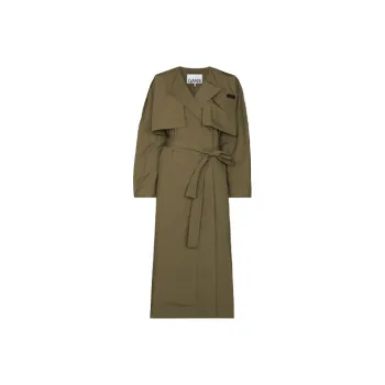 GANNI Trench Coats Women's Green