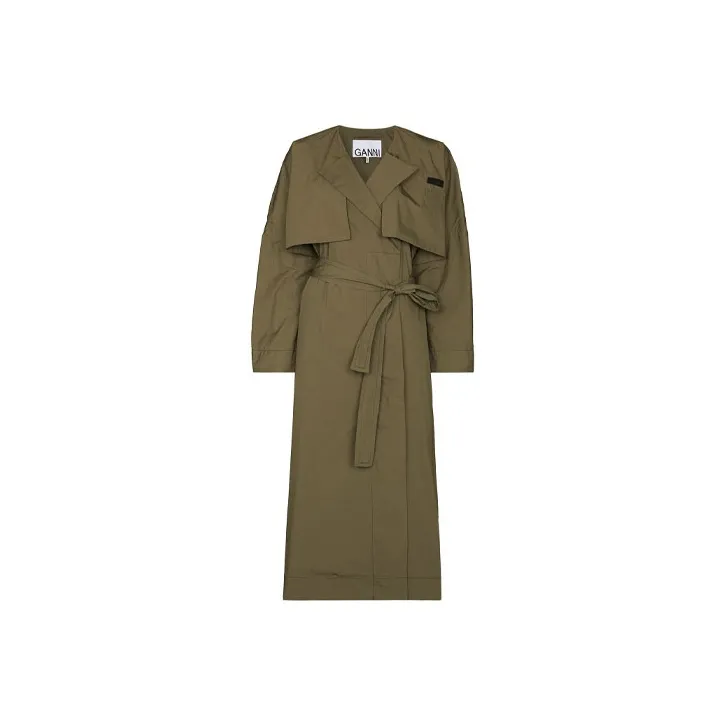 GANNI Trench Coats Women's Green-0