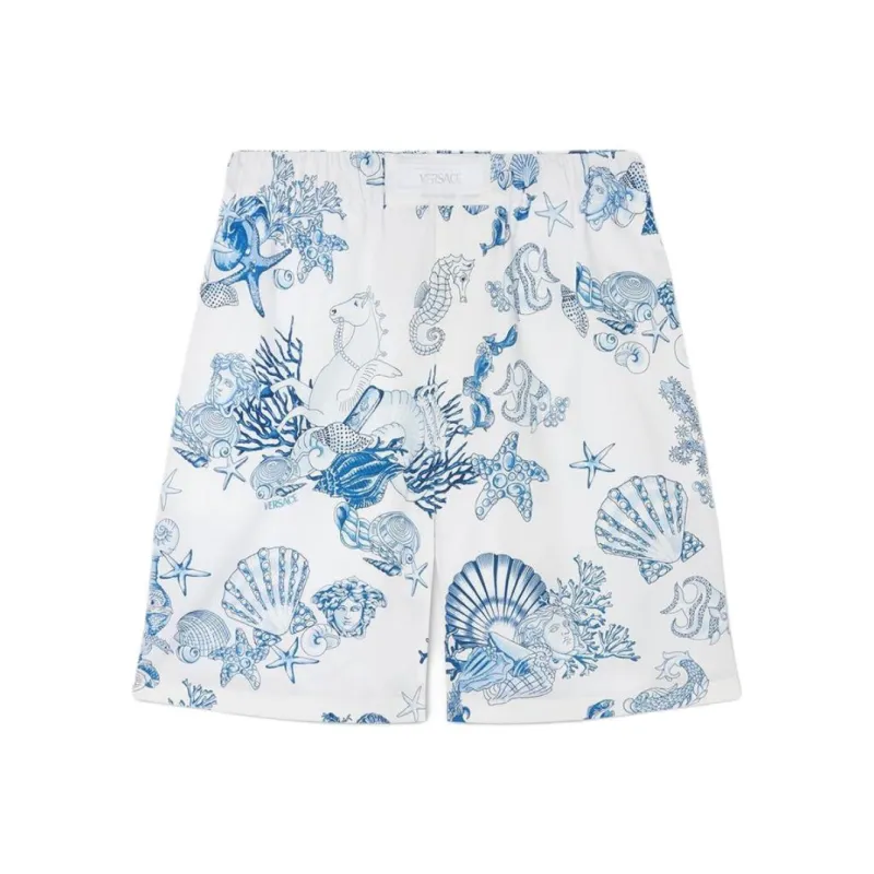 VERSACE Coral Theatre Cotton Shorts-0