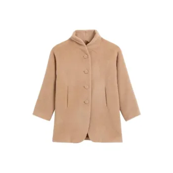 Agnes B. Velvet-feel Coat Women's Beige