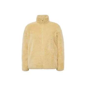 UNIQLO Velvet-feel Coat Women's Apricot Yellow