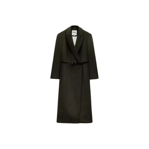 ZARA ZW Series Coats Women's Dark Khaki