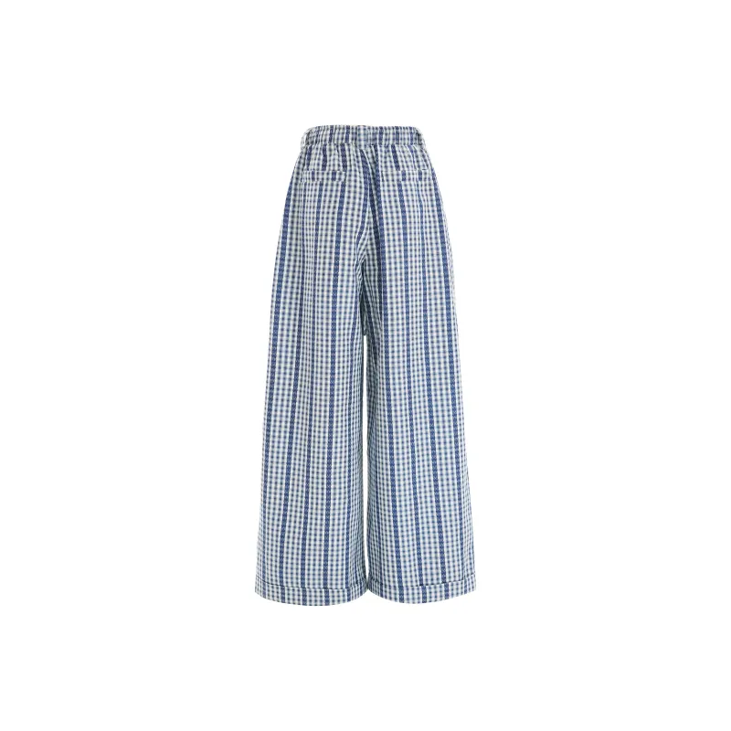 Kazakhstan Casual Pants Women's Blue Plaid-7