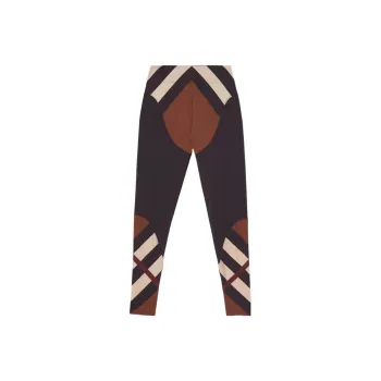Burberry Chevron Check Print Stretch Leggings 'Dark Birch Brown'