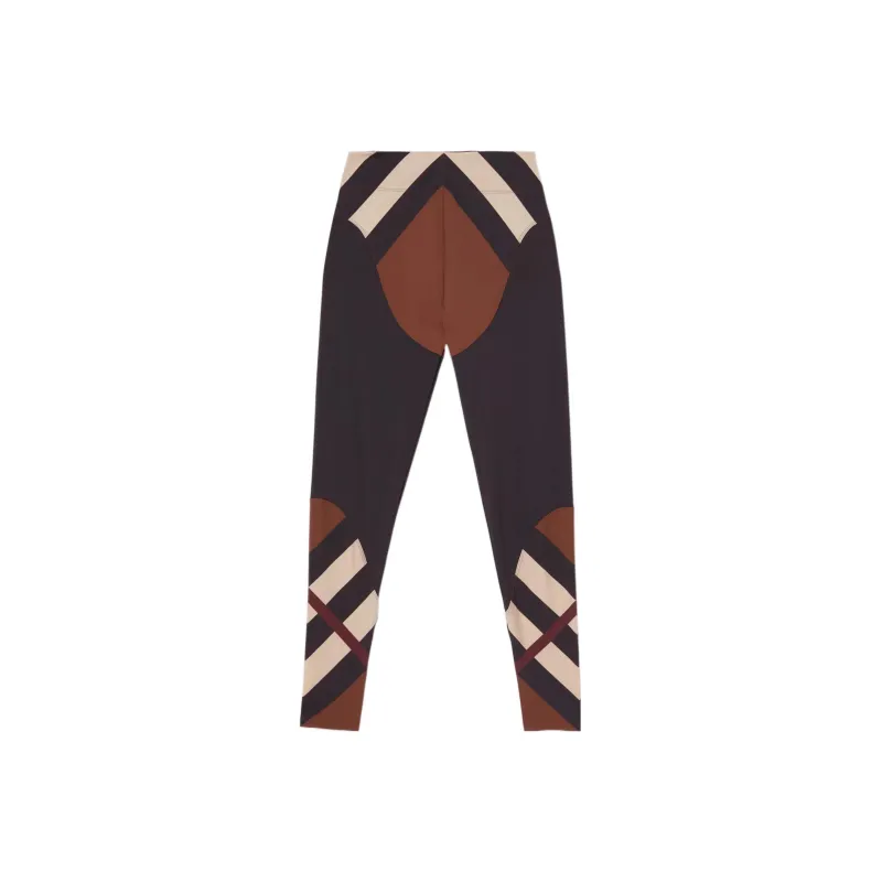 Burberry Chevron Check Print Stretch Leggings 'Dark Birch Brown'-0