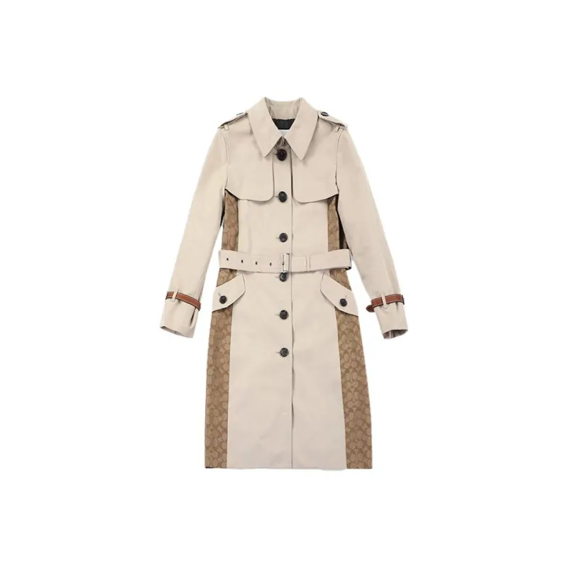 COACH Trench Coats Women's Khaki-0