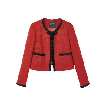 Yu Qianwen Cropped Coats Women's China Red