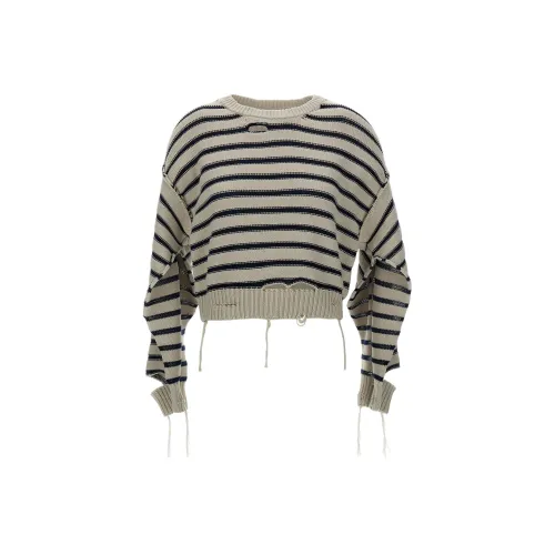 MM6 Maison Margiela Striped Distressed Knit Jumper