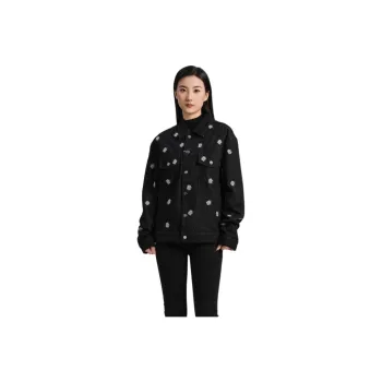 Blood Glitter Denim Jacket Women's Black Floral