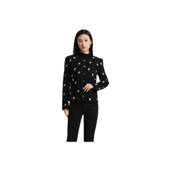 Blood Glitter Denim Jacket Women's Black Floral