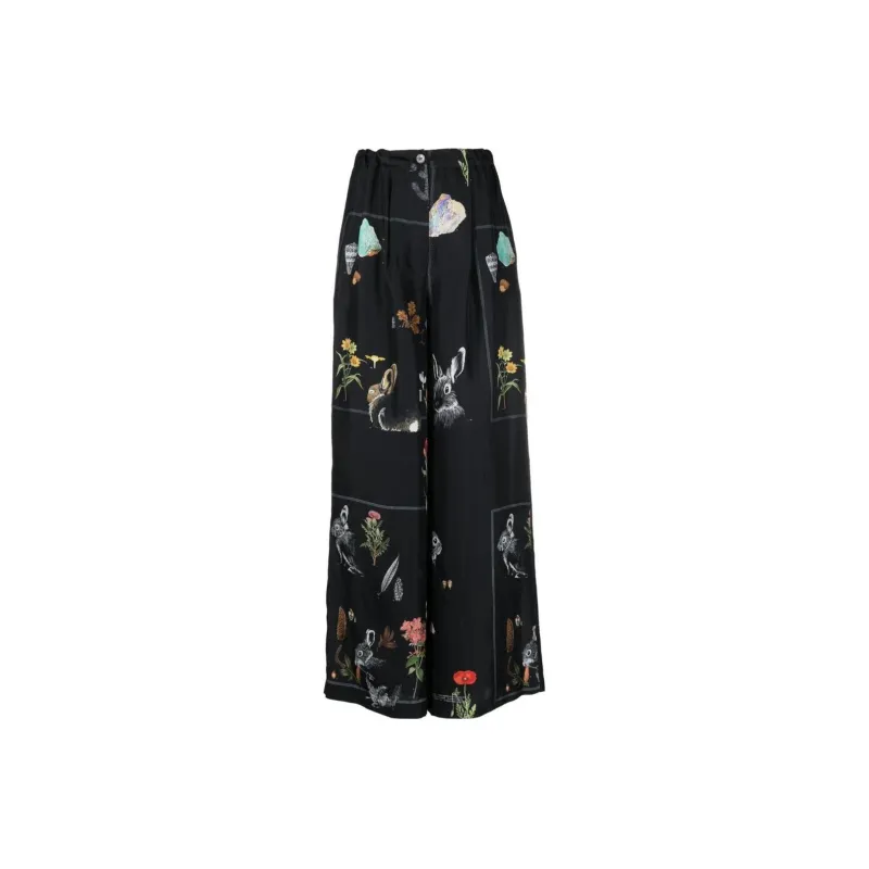 Lanvin Botanica print Wide leg Silk Trousers-0