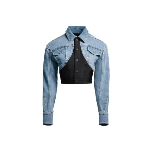 H&M Defined Waist Denim Crop jacket airborne Light Denim Blue/Black