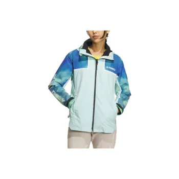Adidas x National Geographic Waterproof And Windproof Windbreaker Jacket Women's Cyan