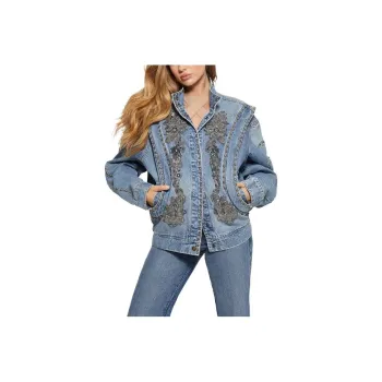 GUESS Blake Oversized Denim Flight Jacket Denim Jacket Women's Blue